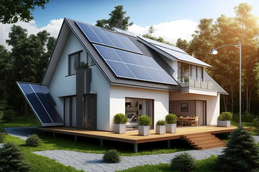 ekologiczny dom z panelami słonecznymi
